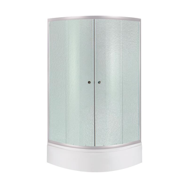 Душова кабіна Latwa SC80x80.SAT.MID.FR полукругла, скло Frost 4 мм + Душовий піддон KAPIELKA ST80x80x26, з