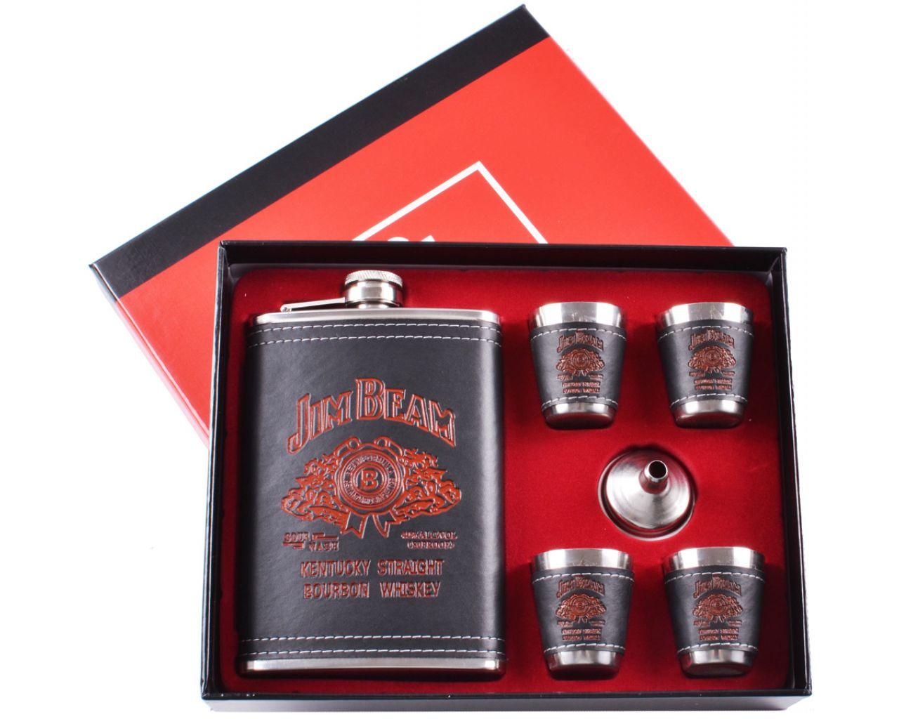 Подарунковий набір 6в1 фляга, чарки, лійка "Jim Beam"