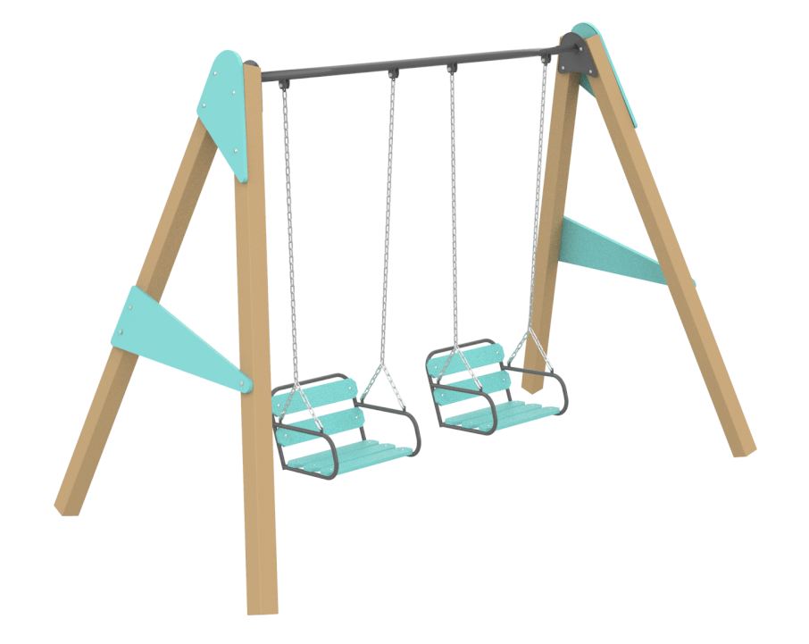 Гойдалки вуличні Geom Double двомісні сидіння W1 каркас дерево натуральне (Kidigo ТМ)