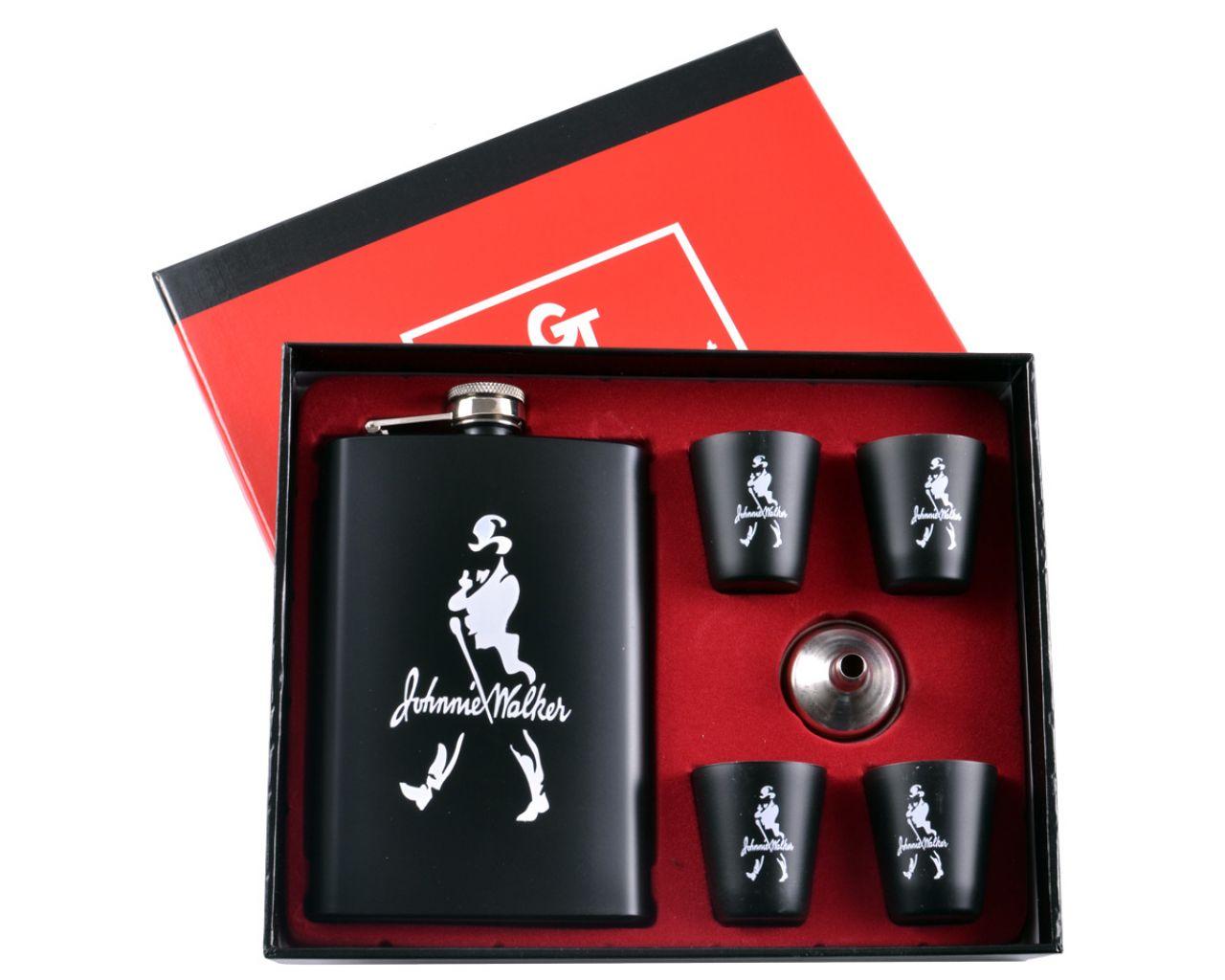 Подарунковий набір 6в1 "Johnnie Walker"Фляга, 4 чарки, лійка