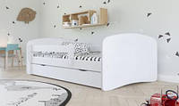 Ліжко дитяче біле EW Коколино 80х160 см з бар'єром. Односпальне ліжко білого кольору в дитячу. Ліжка