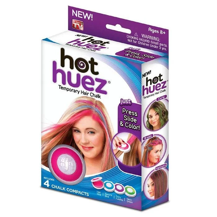 Цветные мелки для окраски волос Hot Huez 4 цвета | Временная смываемая краска - пудра для волос - фото 6 - id-p1582618514