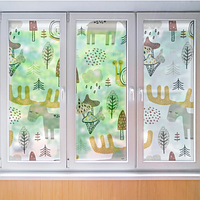 Вітражна плівка самоклеюча для скла Лось і Гриби вінілові наклейки для вікон дзеркала в дитячу 1 пог.м