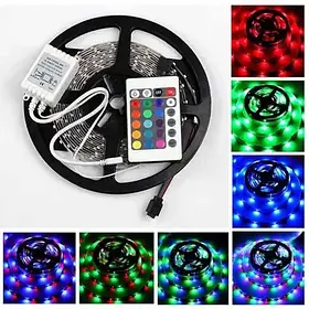 Світлодіодна стрічка багатобарвна 3528 RGB Led c пультом (до 5 метрів)