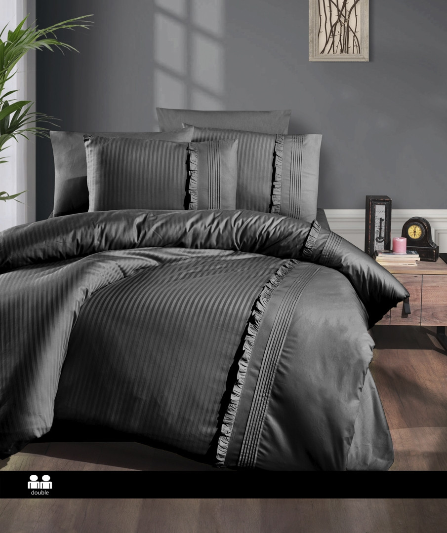 Турецьке Постільна Білизна First Choice Deluxe Ranforce Sweetness Anthracite