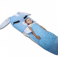 Детский Спальный мешок - трансформер, спальник, велюр+хлопок.Зайчик голубой