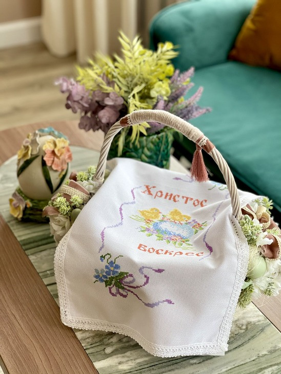 Вишитий рушник у великодній кошик " 35х55 см., фото 1