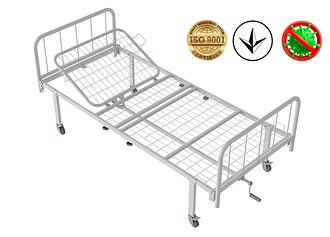 Ліжко медичне функціональне АТОН КФ-2-МП-БМ-К75 з металевими бильцями і колесами 75 мм