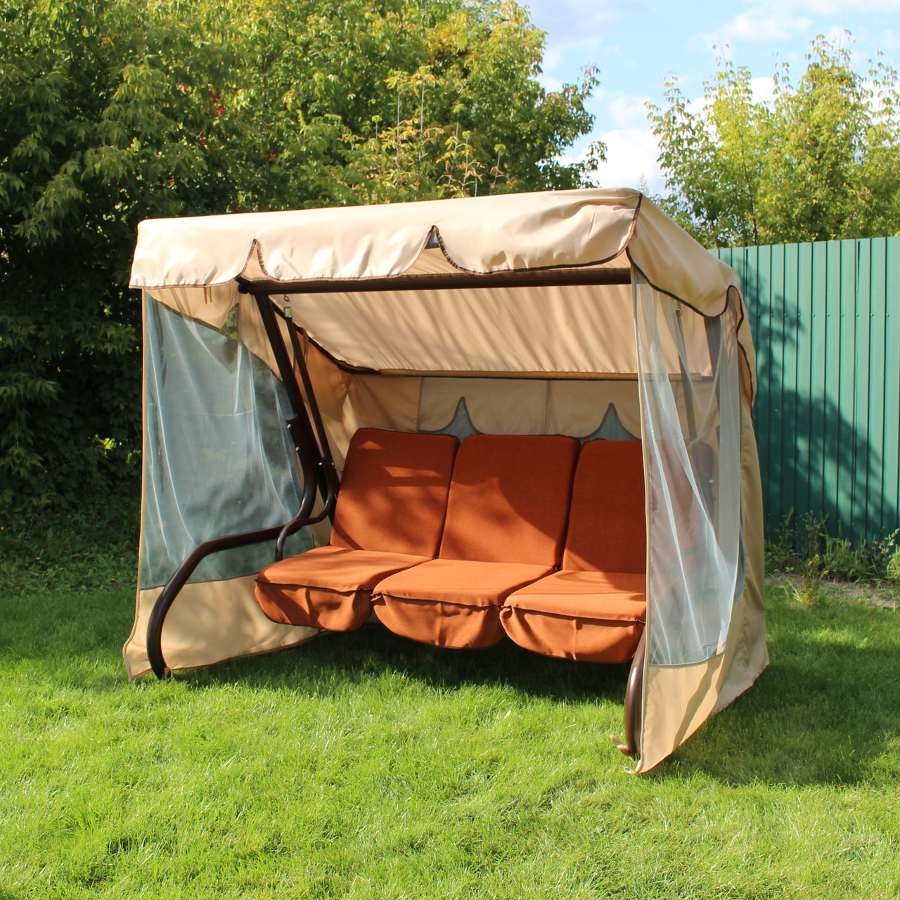 Гойдалки садові GreenGard Брауні Гойдалка з відкидною спинкою та москітною сіткою, фото 1