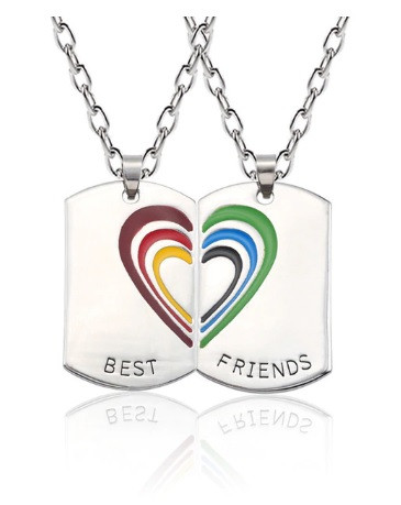 Парні кулони для друзів веселка - best friends металеві кулони Rainbow