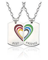 Парні кулони для друзів веселка - best friends металеві кулони Rainbow