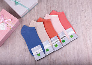 Жіночі короткі шкарпетки Montebello,літні, стрейчеві, бавовняні, однотонні. Розмір 35-40 12 пар в уп. Яскравий мікс