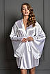 Атласний комплект короткий халат із пеньюаром для нареченої Білий, фото 4