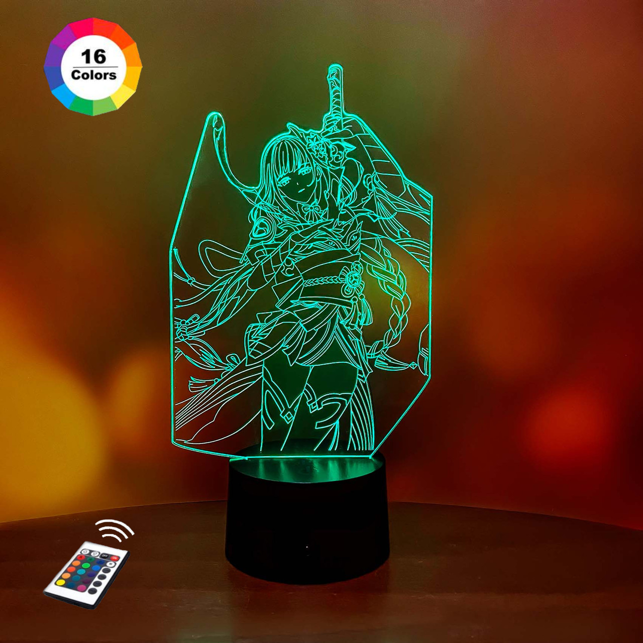 3D нічник GENSHIN IMPACT "Сегун Райджен" (УВАЧНЕ ЗОБРАЖЕННЯ)+ батарейки (3АА) 3DTOYSLAMP