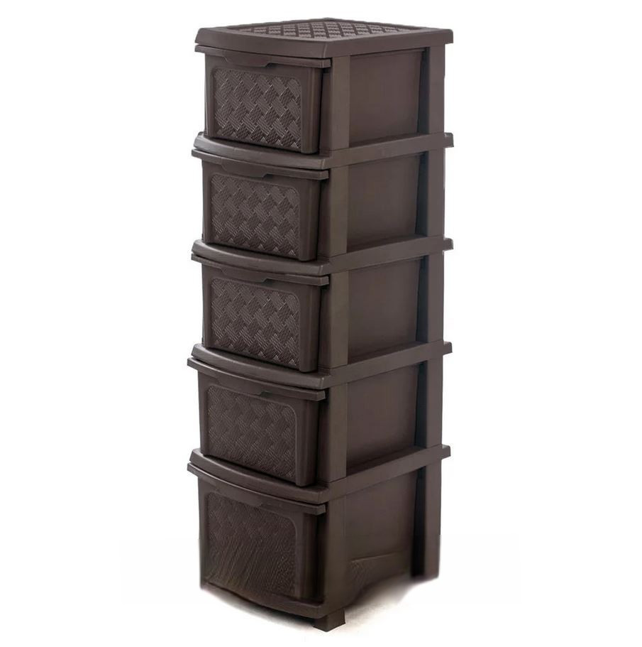 Комод пластиковий R-plastic на 5 ярусів 340х400х1060 мм Коричневий