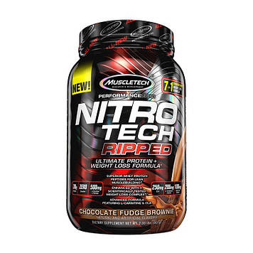 Сироватковий протеїн MuscleTech Nitro-Tech Ripped з формулою для схуднення (907 g)