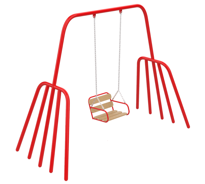 Гойдалки вуличні Восьминіг одномісні каркас метал червоний, сидіння W1 (Kidigo ТМ)