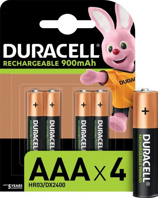 Аккумуляторные Батарейки AAA Duracell 900 МАч 4 Шт., Перезаряжаемые ...