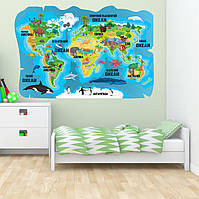 Интерьерная наклейка Карта мира, 100 х 150 см