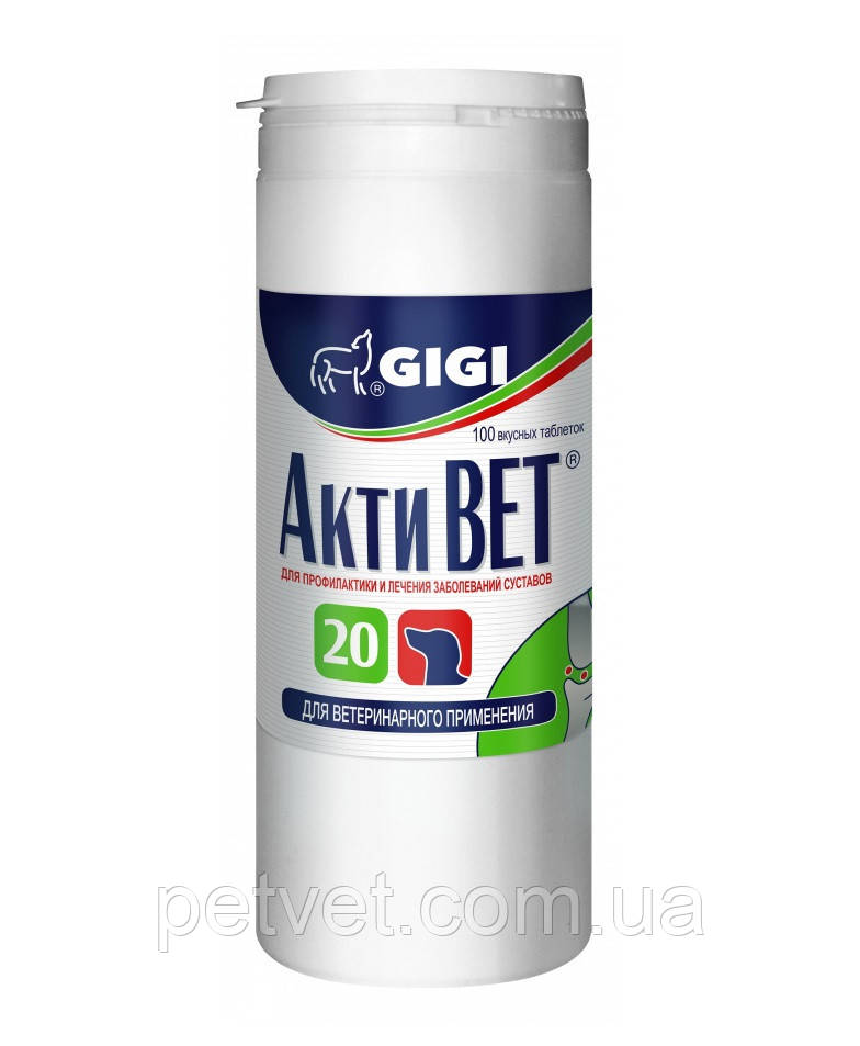 АктіВет GiGi для суглобів собак великих порід, 100 таб (1таб/20 кг), фото 1