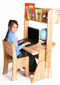 Парта з дерева "Школярик" (з пеналом і надбудовою); Збільшений розмір