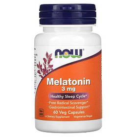 Мелатонін (Melatonin) NOW Foods, 3 мг 60 рослинних капсул