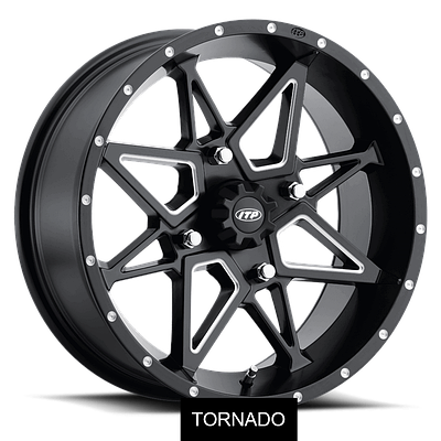 Диски для квадроцикла TORNADO "ITP" 14x7 4/137 5+2 Matte Black with milled 1421951727B