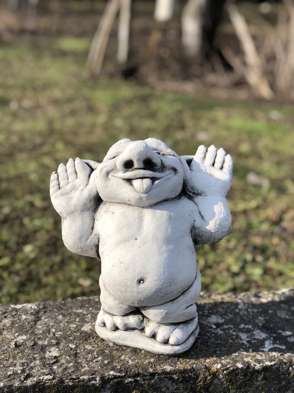 Садова фігура, скульптура, статуетка веселий Троль Troll для декору виготовлена ​​з цементу, ручної роботи 25 см, фото 1