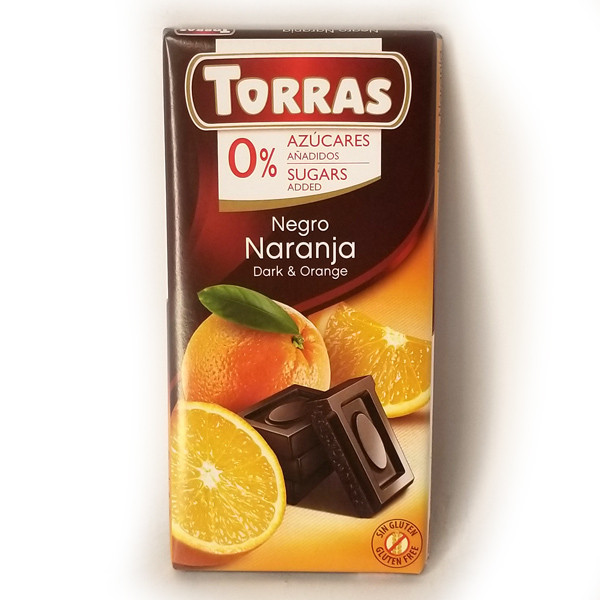 Чорний шоколад з апельсином без цукру та глютену Torras negro naranja dark & orange 75 г