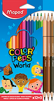 @Карандаши цветные COLOR PEPS 12 цв Classic + 3 цв Duo