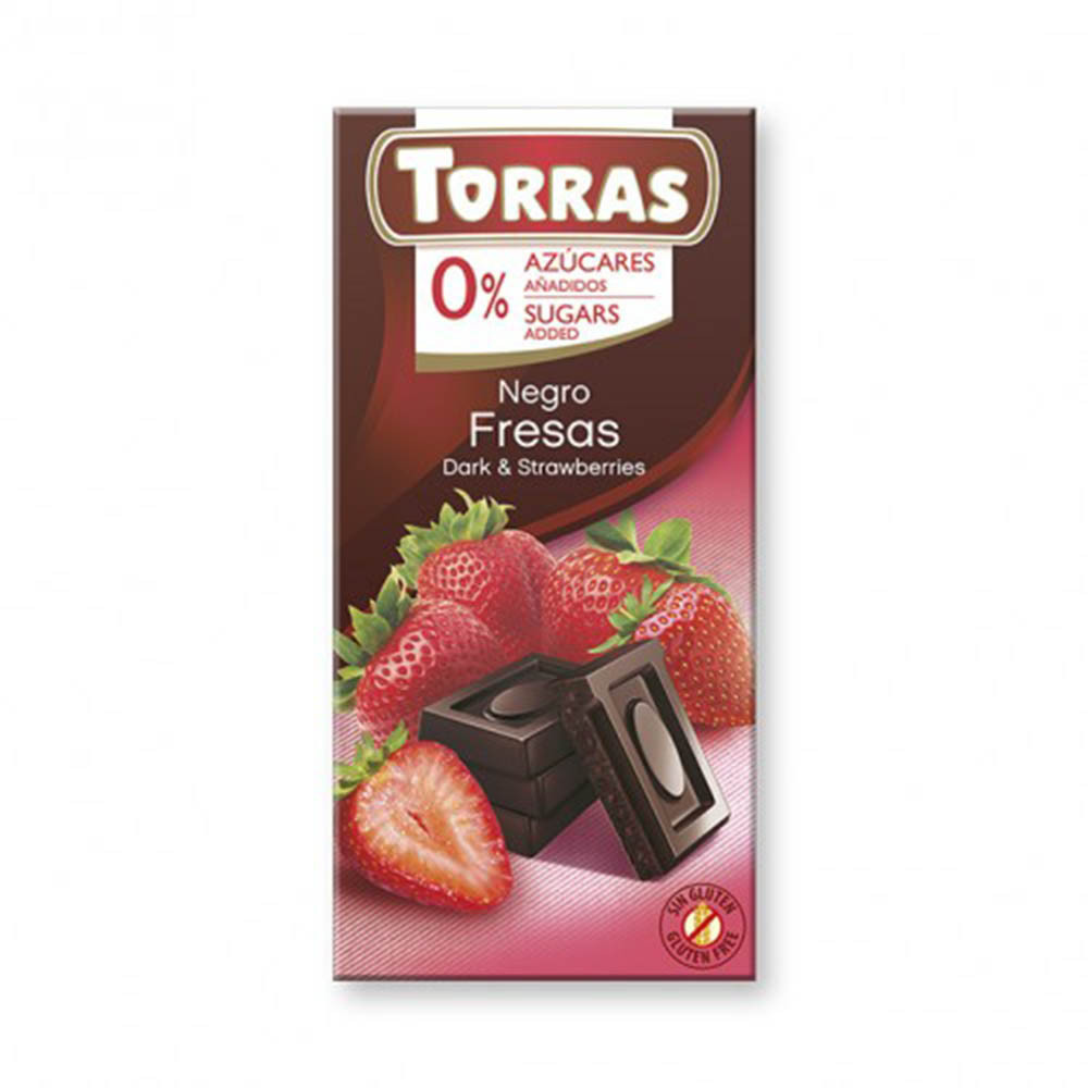 Чорний шоколад з полуницею без цукру та глютену Torras negro fresas dark&strawberries 75 г