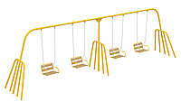 Качели уличные Осьминог четырехместные сидения W1 каркас металл желтый (Kidigo ТМ)
