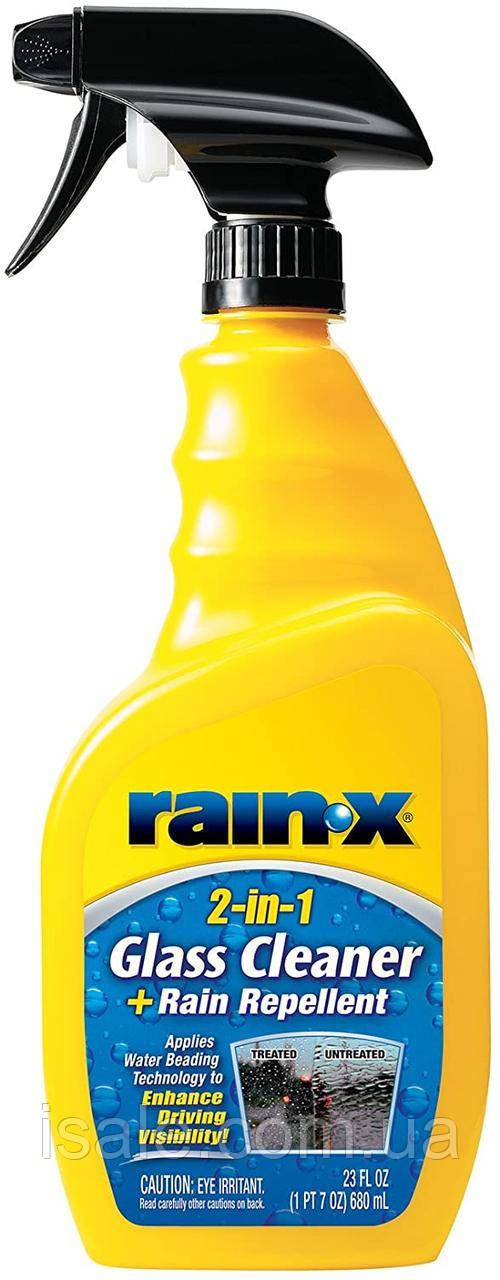 Очисник скла антидощ RAIN-X 2-in-1 Glass Cleaner + Rain Repellent 680 мл Оригінал США, фото 1
