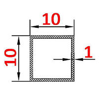 Алюминиевая труба квадратная 10х10х1 анодированная