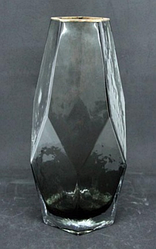 Ваза скляна з золотим обідком Грань 28,5 см Чорний