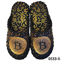 Мужские фетровые тапочки ручной работы «Bitcoin» Биткоин (VD-0533 Б )