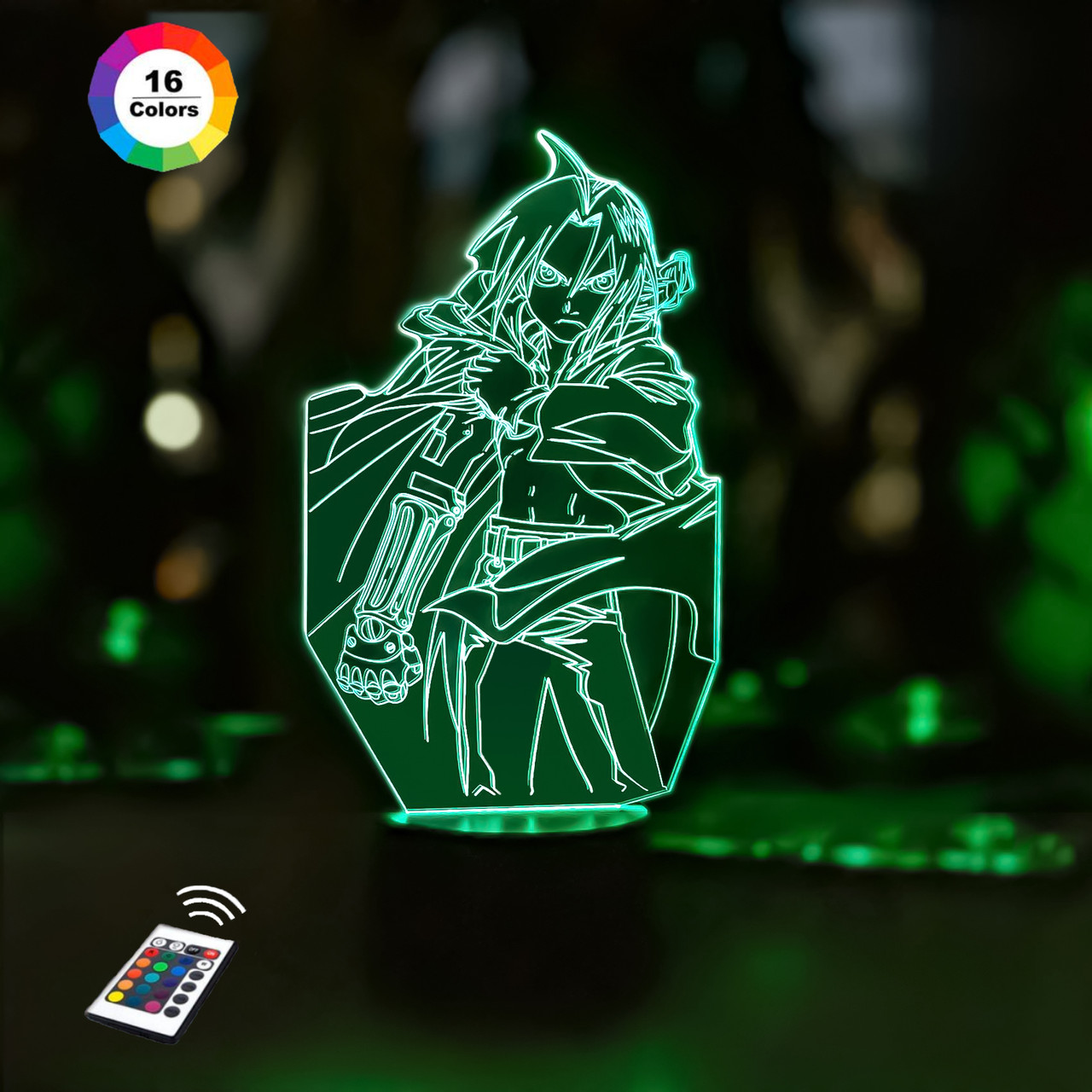 3D нічник "Едвард Елрик" (ВОЛІЧНЕ ЗОБРАЖЕННЯ)+ пульт ДК + мережевий адаптер + батарейки (3ААА) 3DTOYSLAMP