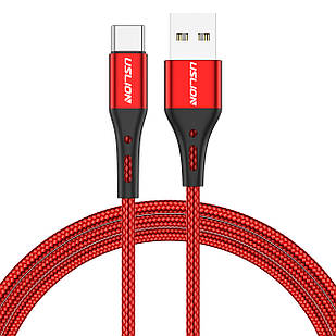 Кабель USB Type-C — USB (2m) дріт швидкого заряджання для телефона USLION US0125 Red