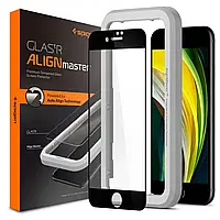 Захисне скло Spigen для iPhone SE 2020/8/7 AlignMaster (БЕЗ РАМКИ ДЛЯ ПОКЛЕЙКИ), Black (1 шт.) (AGL01302)