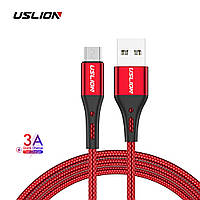 Кабель microUSB - USB (2m) провод быстрой зарядки для телефона USLION US0124 Red