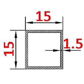 Алюмінієва труба квадратна 15х15х1.5 без покриття