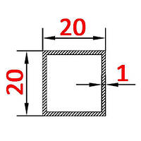Алюминиевая труба квадратная 20х20х1 анодированная