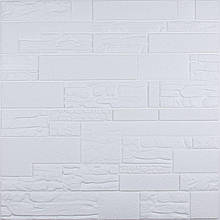 Панель 3д самоклейка 70х77см х 7мм під цегляну кладку рваний камінь на стіну самоклеюча стінова пвх Білий
