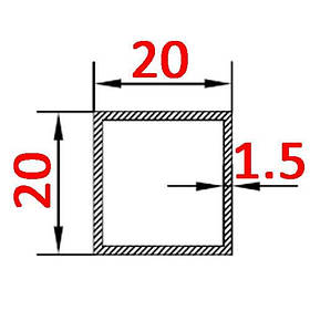 Алюмінієва труба квадратна 20х20х1.5 анодована