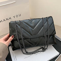 Жіноча сумка з екошкіри, чорна сумка на ланцюжку AL-3785-10