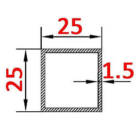 Алюмінієва труба квадратна 25х25х1.5 анодована