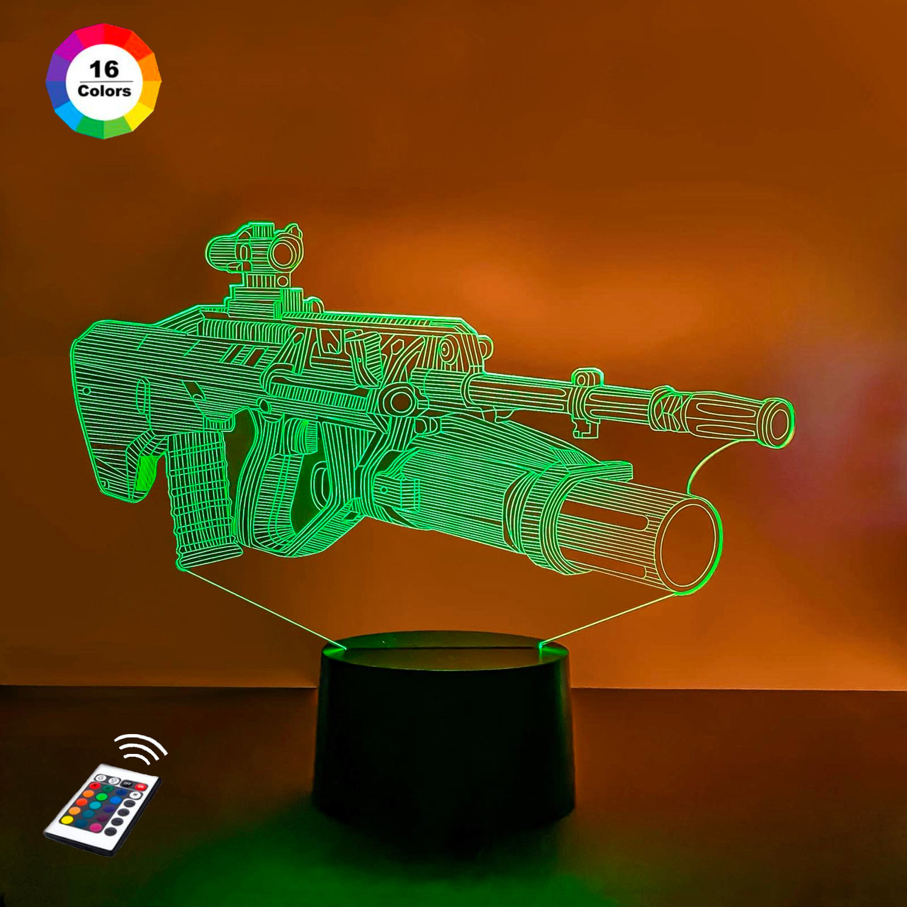 3D нічник "Автомат" (ВОЛІЧЕННЕ ЗОБРАЖЕННЯ)+ пульт ДК + мережевий адаптер + батарейки (3ААА) 3DTOYSLAMP