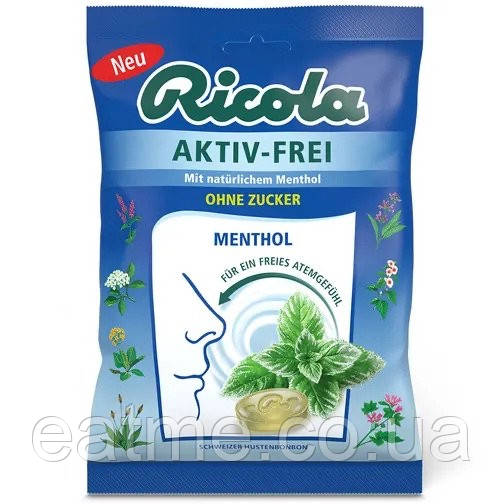 Ricola Льодяники Без цукру Швейцарські трави +ментол 75g