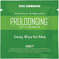 Серветка, що пролонгує, Doc Johnson Delay Wipe For Men з екстрактом женьшеню Feromon