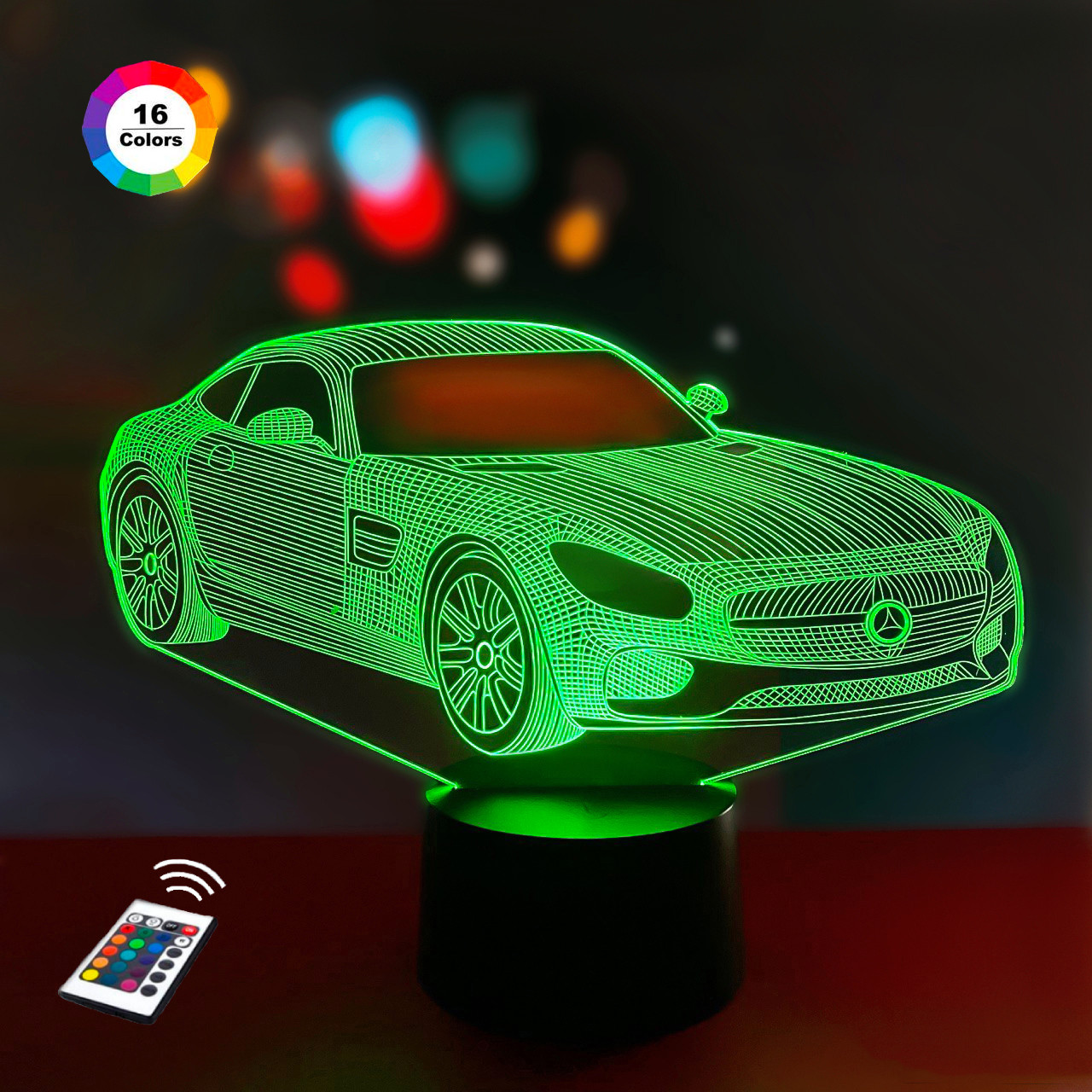 3D нічник "Автомобіль 40" (ВОЛІЧНЕ ЗОБРАЖЕННЯ)+ мережевий адаптер + батарейки (3ААА) 3DTOYSLAMP